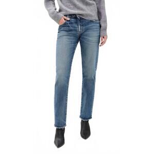 Moussy VIntage  Florahome Slim Straight Jean in Blue 110 31